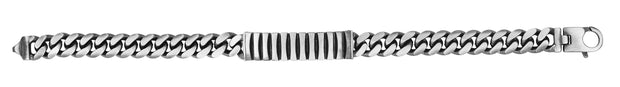 Silver 9.2mm Mens Gunmetal ID Style Bracelet