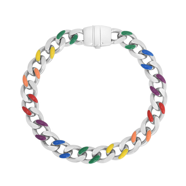 Silver Rainbow Miami Cuban Bracelet