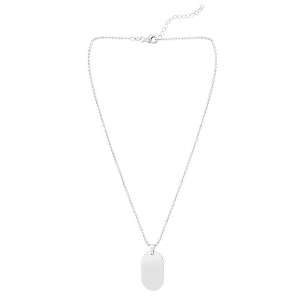 Silver Oval Tag Necklace