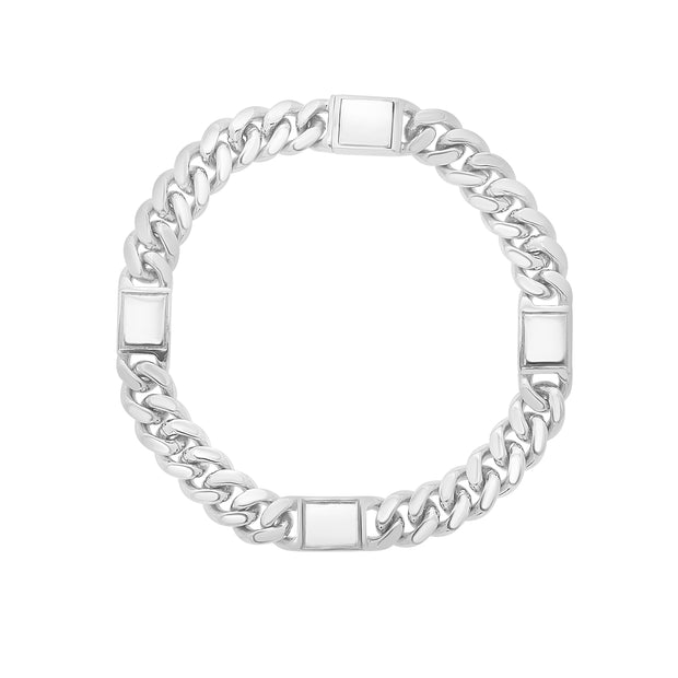 Silver Miami Cuban Link Station Bracelet