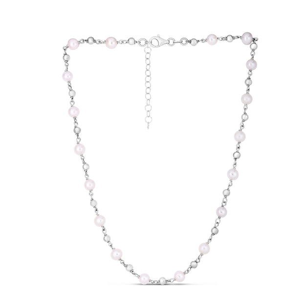 Sterling Silver Pearl Bead Chain Necklace
