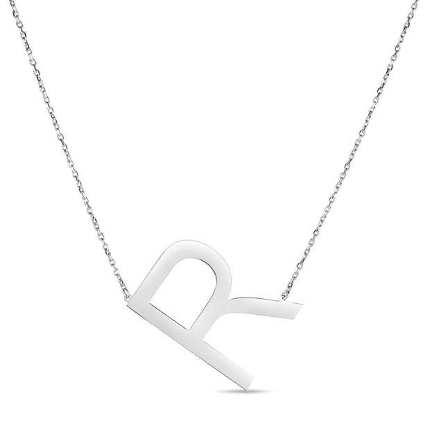 Silver R Letter Necklace