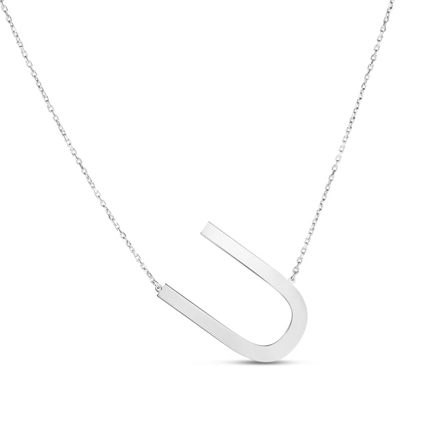 Silver U Letter Necklace