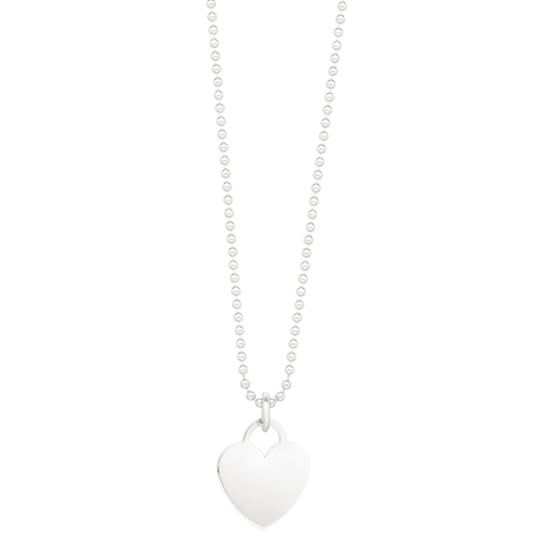 Silver Polished Heart Charm Necklace