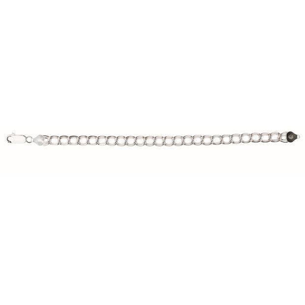 Silver Small Double Interlocking Oval Link Bracelet