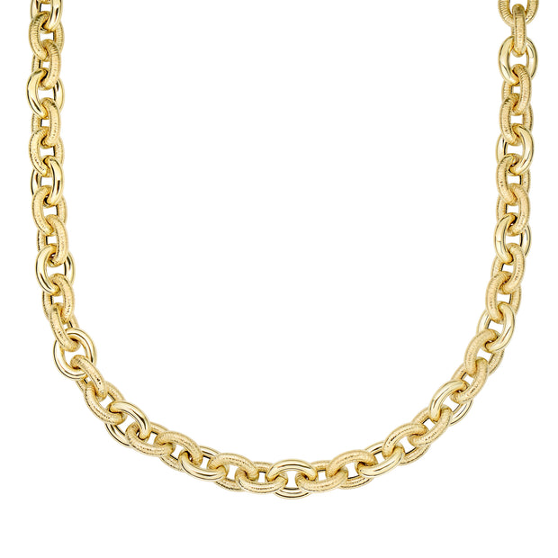 14K Gold Alternating Oval & Textured Heritage Link