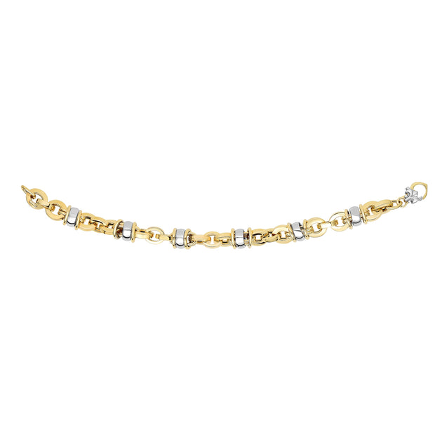 14K Gold Rondel Station Heritage Link Bracelet