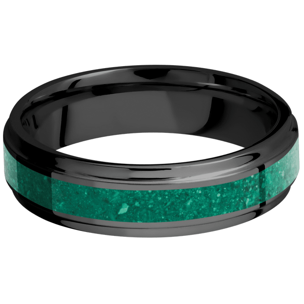 Zirconium with Polish , Polish Finish and Malachite Inlay