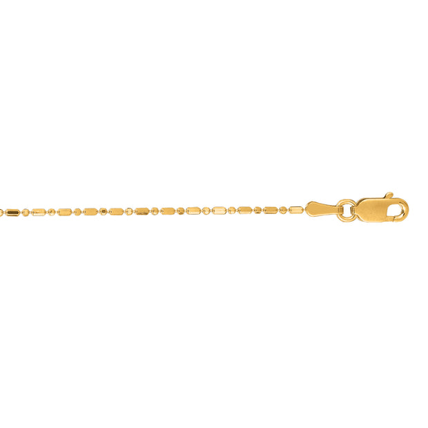 14K Gold 0.9mm Diamond Cut Bar and Bead Chain