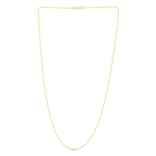 14K Gold 1.1mm Diamond Cut Bar and Bead Chain