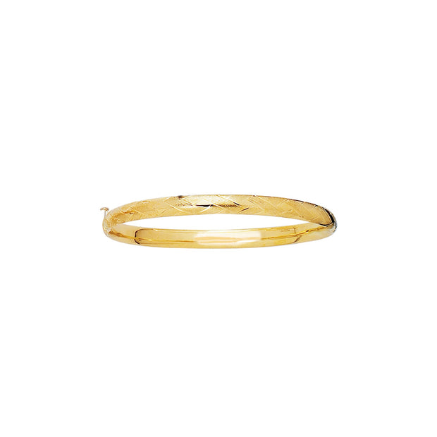 14K Gold X Pattern Childrens Bangle