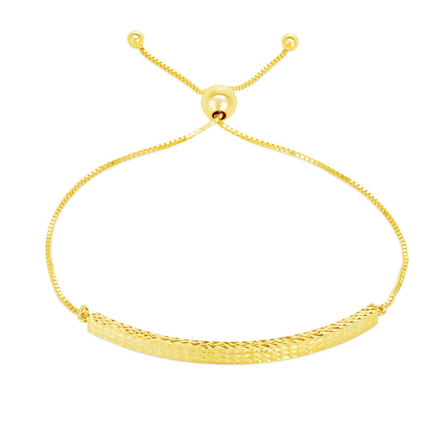 14K Gold Curved Bar Friendship Bracelet