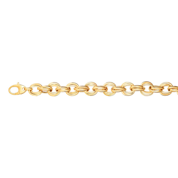 14K Gold Round Double Link Bracelet