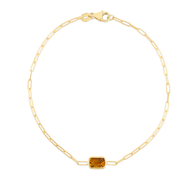 14K Citrine Paperclip Bracelet