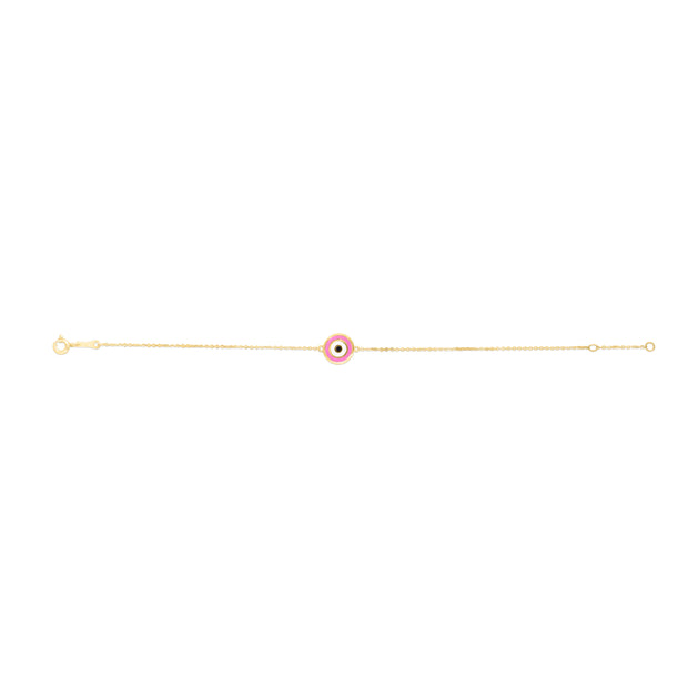 14K Pink Evil Eye Bracelet