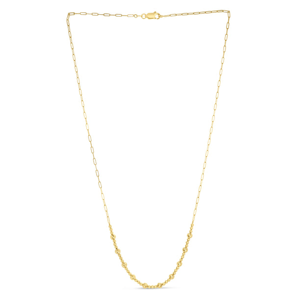 14K Gold Bead Paperclip Necklace