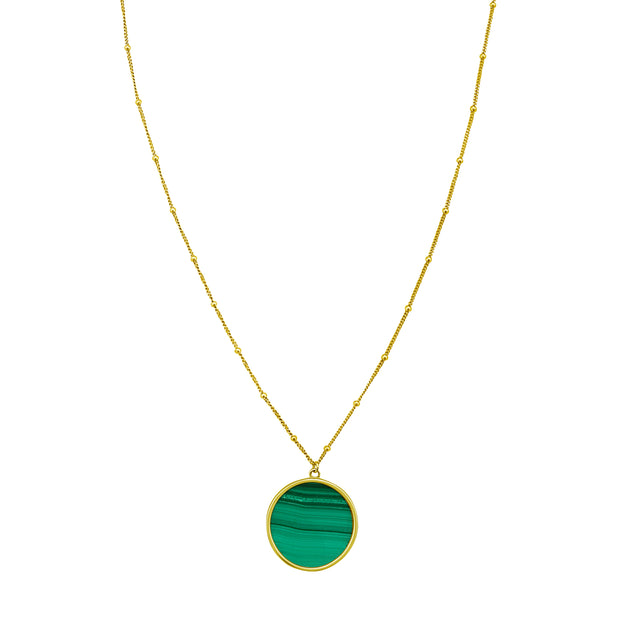 14K Malachite Inlay Circle Necklace