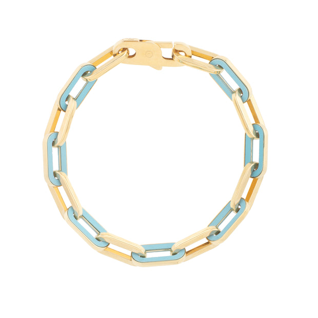 14K Turquoise Paperclip Gem Link Bracelet