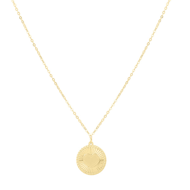 14K Radiating Heart Medallion Necklace