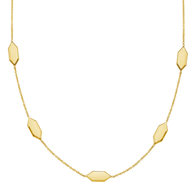 14K Elongated Hexagon Link Necklace