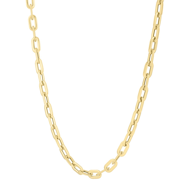 14K Oval Domed Paperclip Necklace