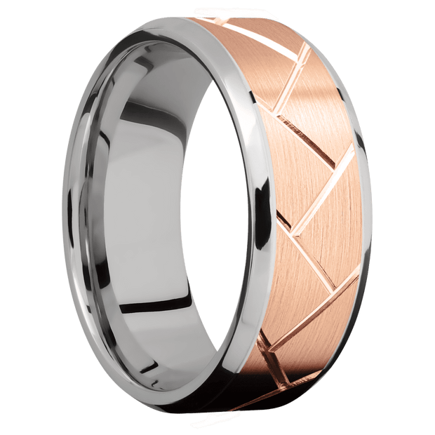 14K White Gold with Polish , Polish Finish and 14K Rose Gold Inlay