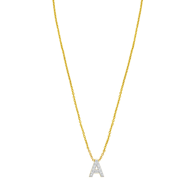 14K Mini Diamond A Initial