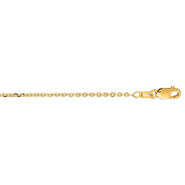 14K Gold 1.3mm Diamond Cut Cable Chain