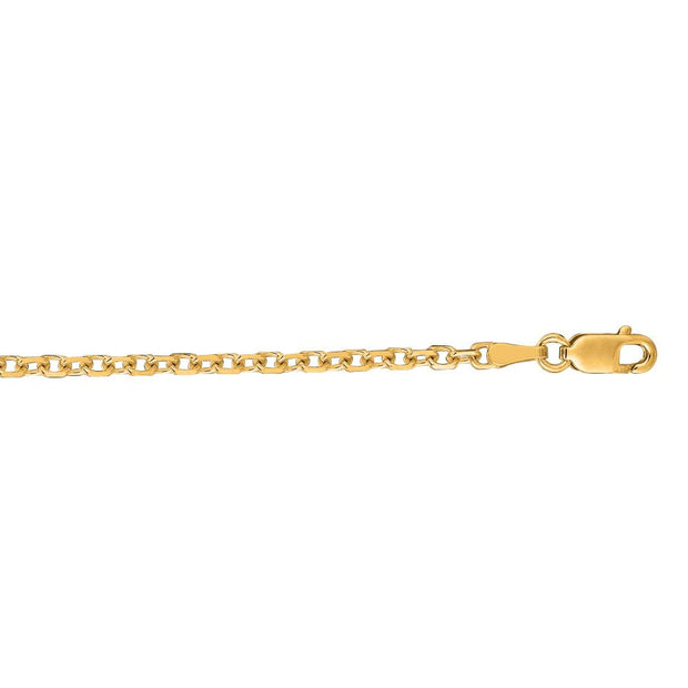14K Gold 2.3mm Diamond Cut Cable Chain