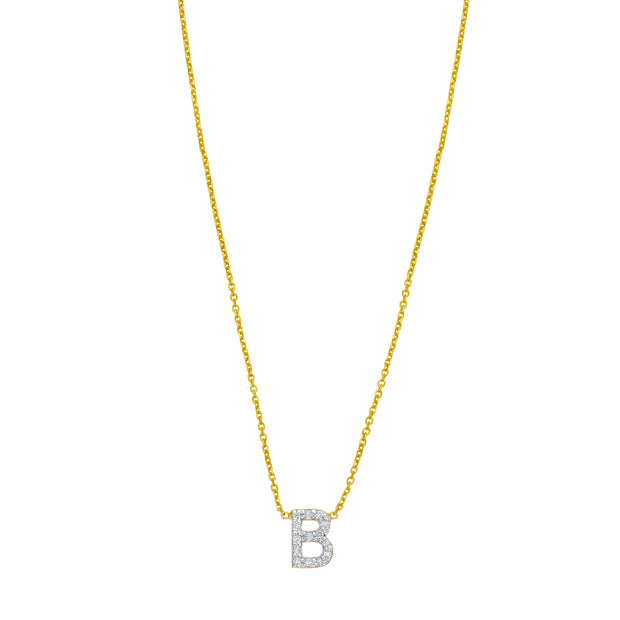 14K Mini Diamond B Initial