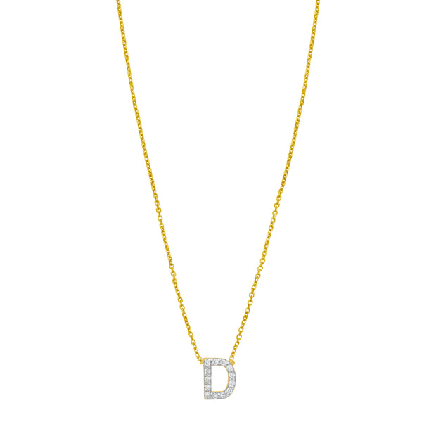 14K Mini Diamond D Initial