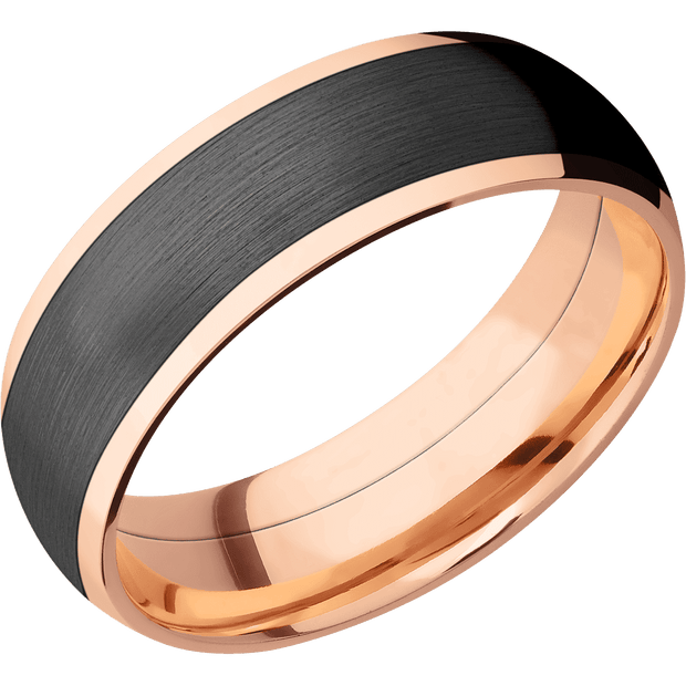 14K Rose Gold with Polish Finish and Zirconium Inlay