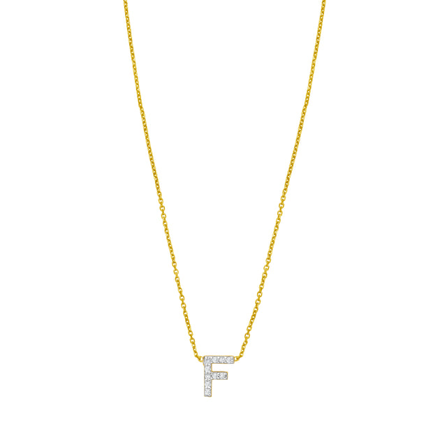 14K Mini Diamond F Initial