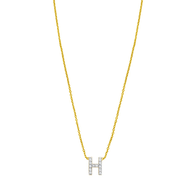 14K Mini Diamond H Initial
