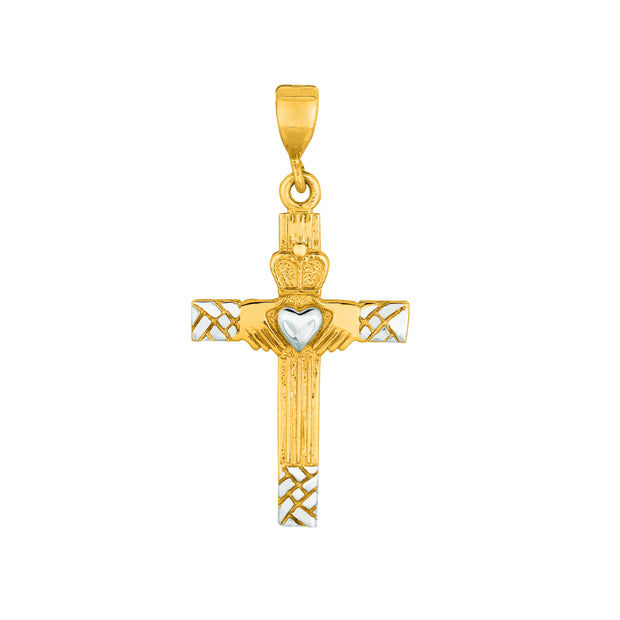 14K Gold Heart Detail Cross