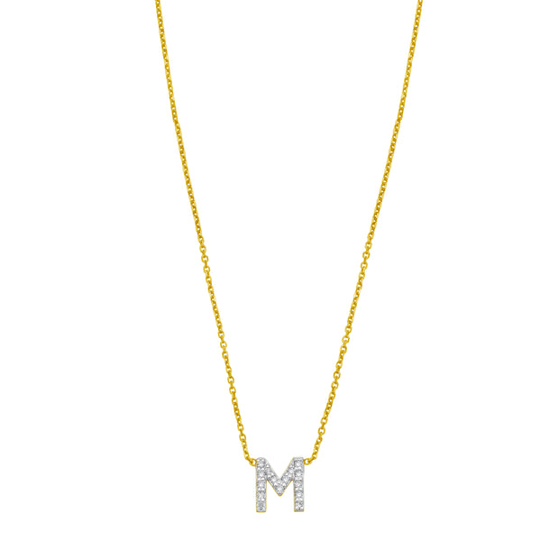 14K Mini Diamond M Initial
