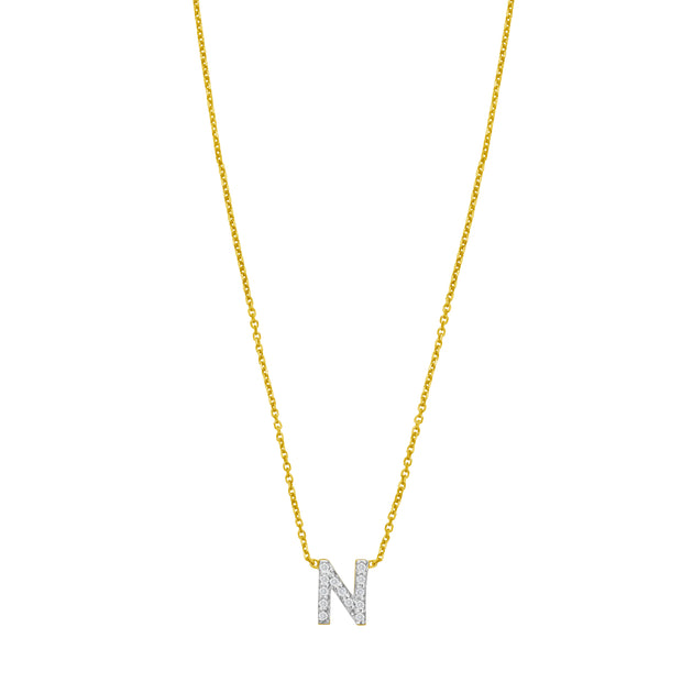 14K Mini Diamond N Initial