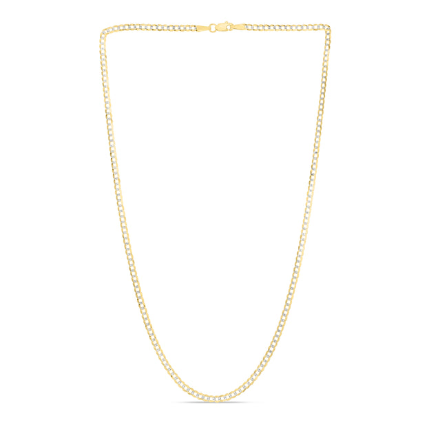 14K Gold 2.6mm White Pave Curb Chain