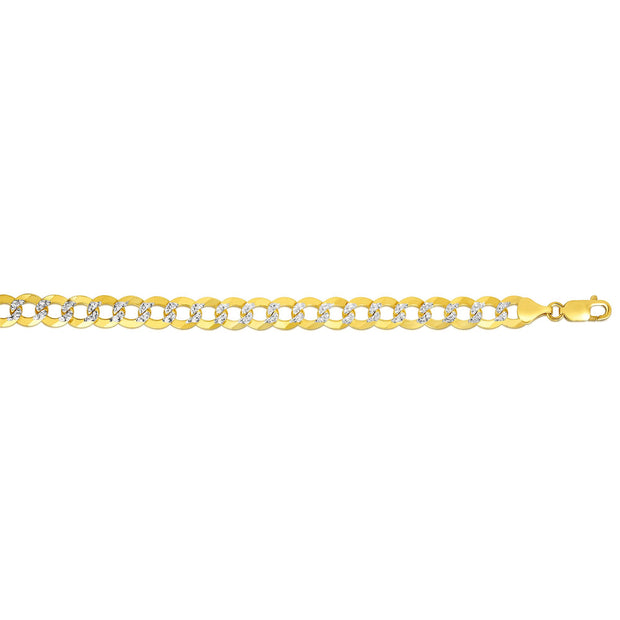 14K Gold 8.3mm White Pave Curb Chain