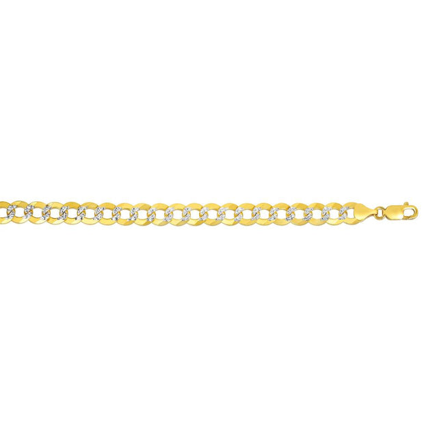 14K Gold 8.3mm White Pave Curb Chain