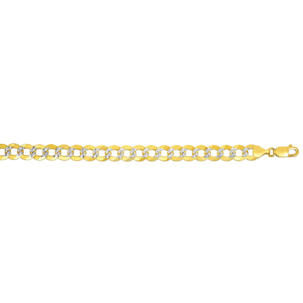14K Gold 9.7mm White Pave Curb Chain