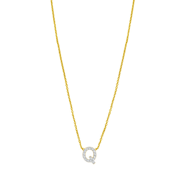 14K Mini Diamond Q Initial