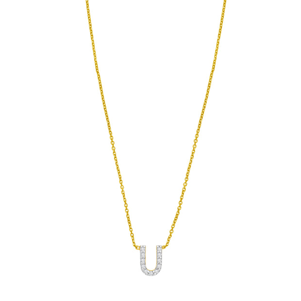 14K Mini Diamond U Initial
