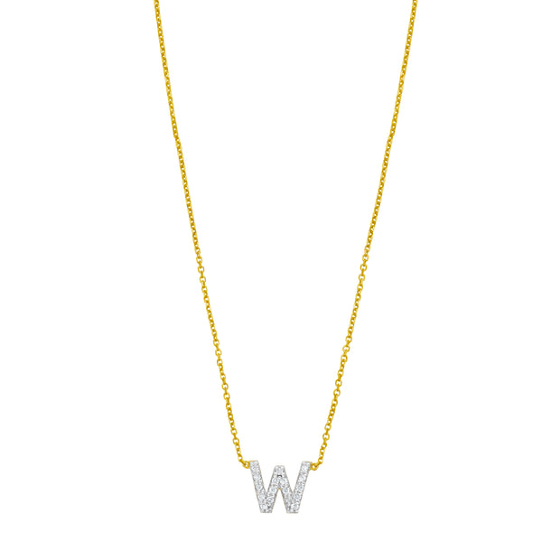 14K Mini Diamond W Initial
