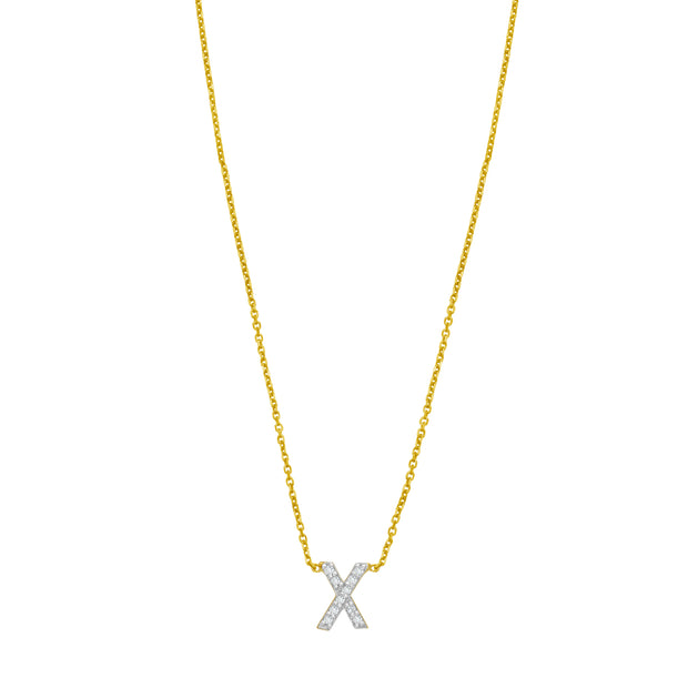 14K Mini Diamond X Initial