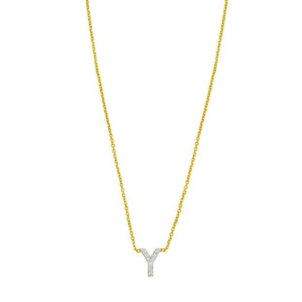 14K Mini Diamond Y Initial