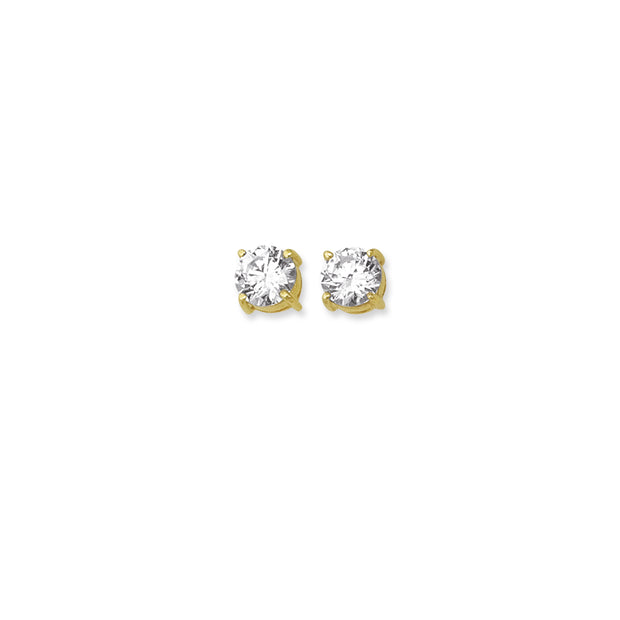 14K Gold 7mm Round CZ Stud Earring