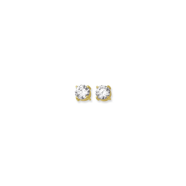 14K Gold 8mm Round CZ Stud Earring