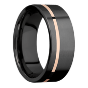 Zirconium with Machine , Machine Finish and 14K Rose Gold Inlay