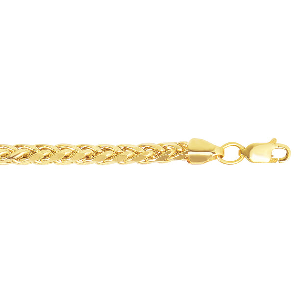14K Gold 20"" 4.1mm Diamond Cut Lite Round Wheat Chain